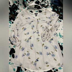 Floral White and Blue Women's Top